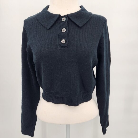 HALARA Cropped‎ Long Sleeve Collared Sweater Size Medium NWOT - Picture 5 of 8